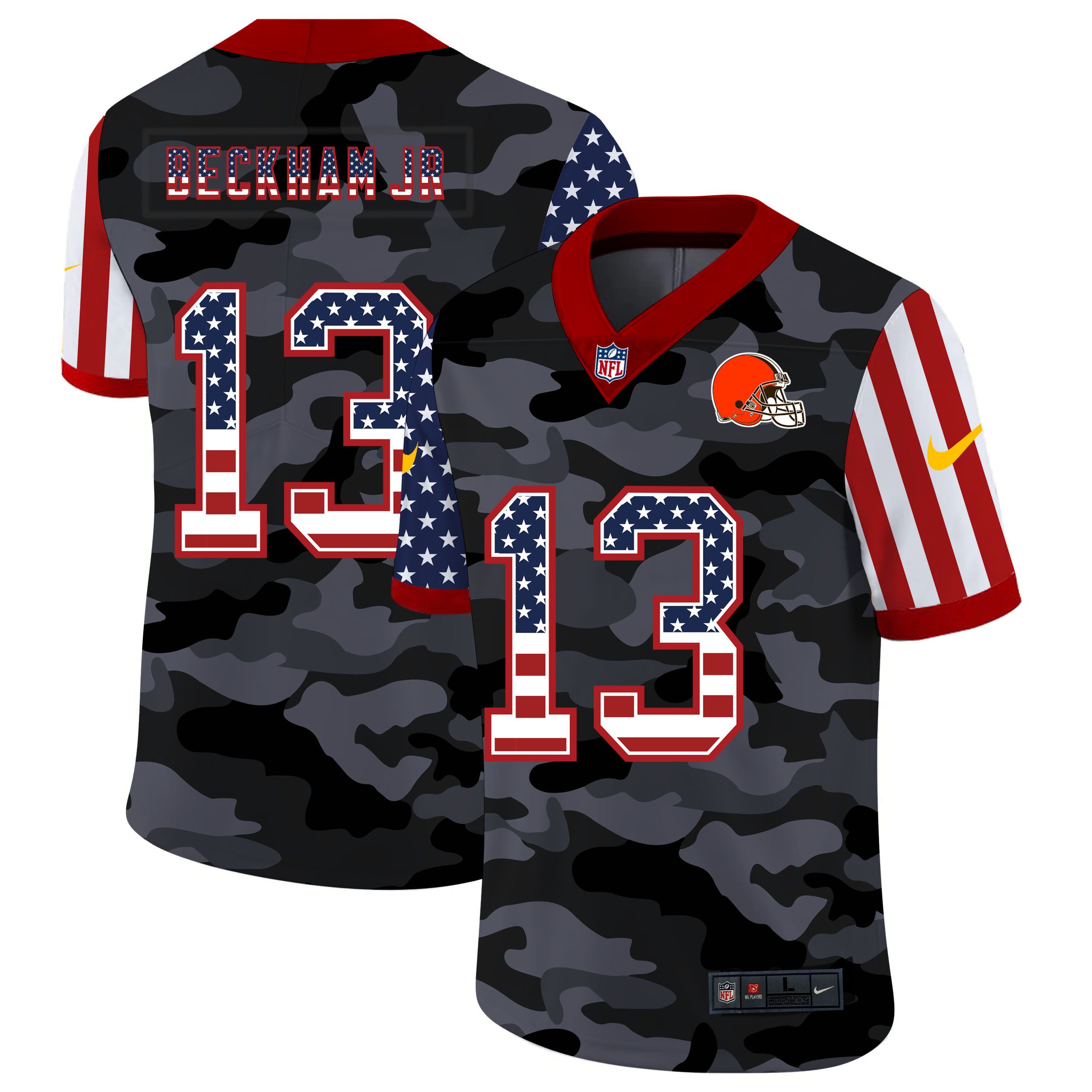 Men Cleveland Browns 13 Beckham jr 2020 Nike Camo USA Salute to Service Limited NFL Jerseys